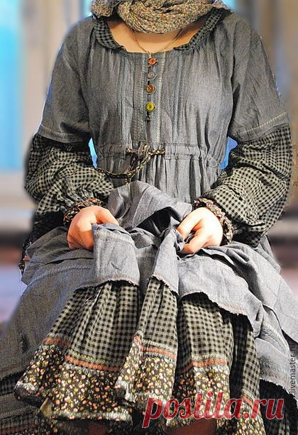 Купить ОДЕЖДА ДЛЯ СВОБОДНЫХ НАТУР - темно-серый, однотонный, платье, свободный покрой