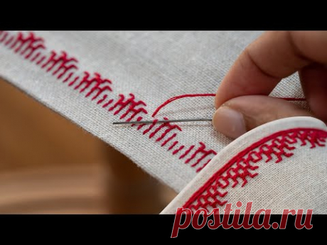 How to Embroider a Woven Fence Stitch Border