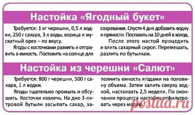 Настойки из черешни на водке