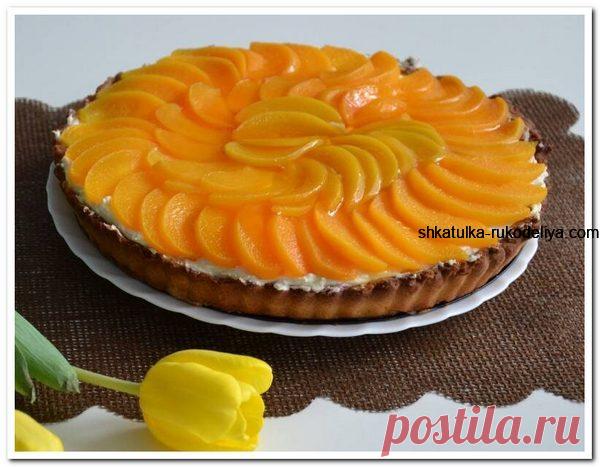 Пирог песочный с персиками. Тарт с персиками и заварным кремом