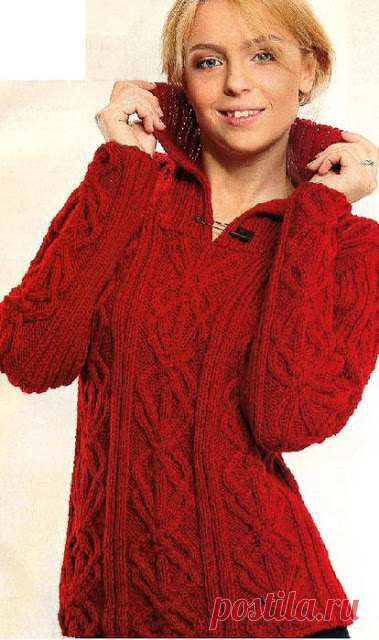 Уютные, тёплые и очень красивые женские пуловер и жакет 
Красный пуловер


 РАЗМЕР 46ВАМ ПОТРЕБУЕТСЯ1000 г красной (№ 203) пряжи Alpina FIONA (50% шерсти, 50% акрила, 90 м/50 г)спицы № 3,5Резинка 2/2: попеременно 2 лиц., 2 изн. Рельефный узор: вязать по сх…