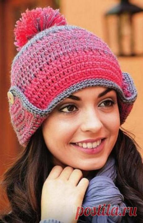 Меланжевая шапка с ушками. Крючком. / Обсуждение на LiveInternet - Российский Сервис Онлайн-Дневников