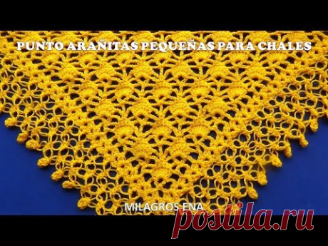 Punto para CHAL A CROCHET en V o en punta en punto ARAÑITAS PEQUEÑAS paso a paso