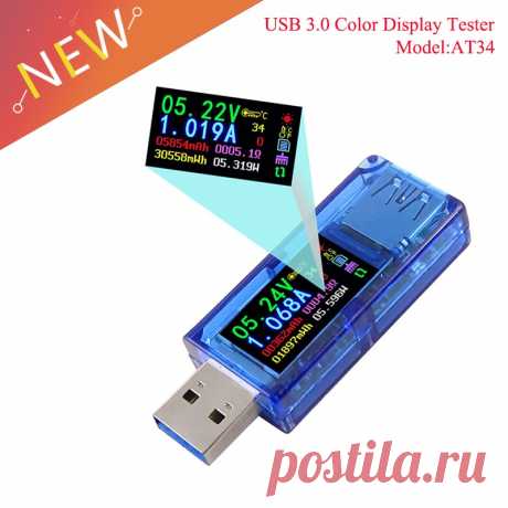 US $8.5 |AT34 USB 3,0 цветной ЖК Вольтметр Амперметр измеритель напряжения тока мультиметр Зарядка батареи банк питания USB Тестер-in Мультиметры from Инструменты on AliExpress  Покупай умнее, живи веселее! Aliexpress.com