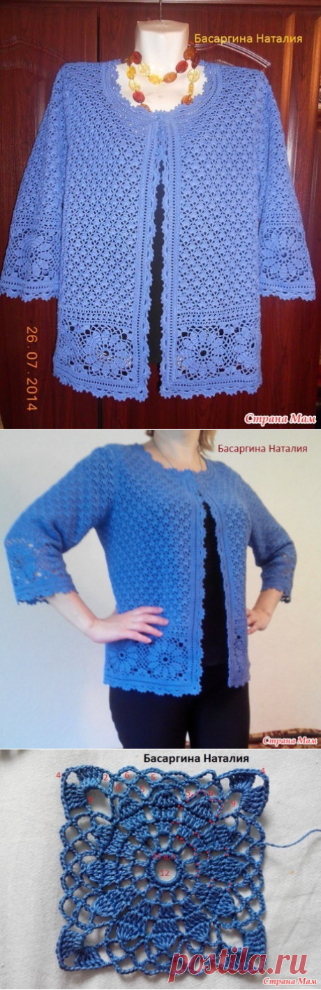 ЛЮБЛЮ ВЯЗАТЬ: КЛАССИЧЕСКИЙ АЖУРНЫЙ ЖАКЕТ КРЮЧКОМ (54-56 размер)