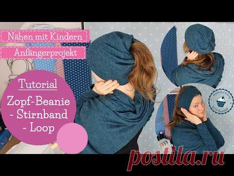 Zopf-Beanie Stirnband Loop nähen | Schüttelmütze | ohne Schnittmuster | Ponytail hat | mommymade