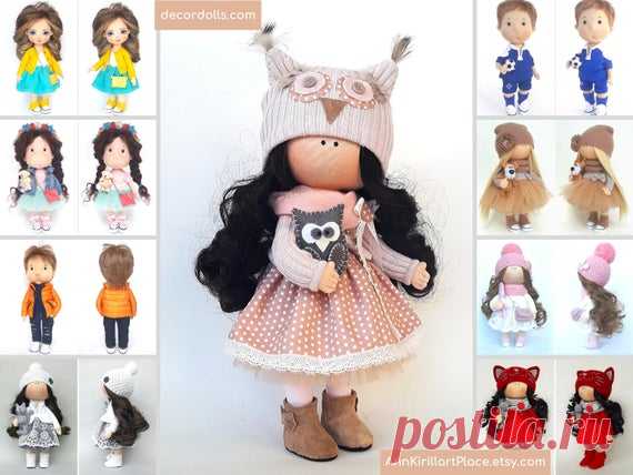 Owl Doll Handmade, Baby Gift Doll, Interior Decor Doll, Tilda Nursery Doll, Rag Art Doll, Cloth Baby Doll, Custom Made Love Doll  by Irina E Hello, dear visitors!  This is handmade cloth doll created by Master Irina E (Kiev, Ukraine). This doll is made TO ORDER. Order processing time is 14 calendar days.  All dolls stated on the photo are made by artist Irina E. You can find them in our shop searching by artist name: