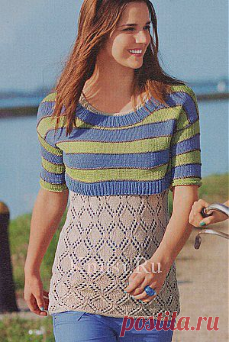 Длинный топ и короткий пуловер. Вязание для женщин / Топы / Спицами