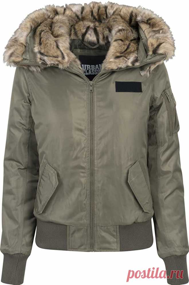 Amazon.com: Urban Classics Ladies - Imitation Fur Bomber Winter Jacket: Clothing