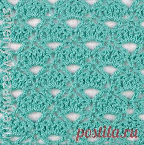 Ажурный узор крючком с пышными столбиками - схема вязания