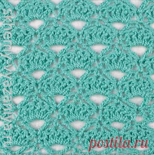 Ажурный узор крючком с пышными столбиками - схема вязания
