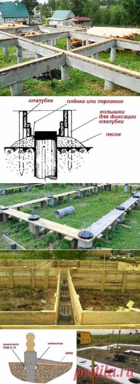 Столбчатый фундамент с ростверком (свайно-ростверковый).