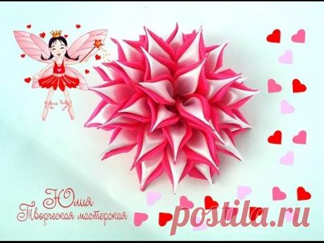 Необычный цветок канзаши Новый двойной лепесток Мастер класс Юлия Творческая мастерская