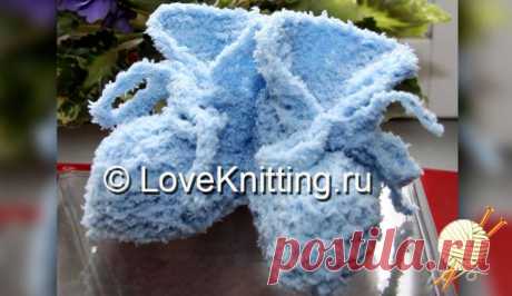 Пинетки на двух спицах для начинающих (мастер-класс) | Loveknitting.ru