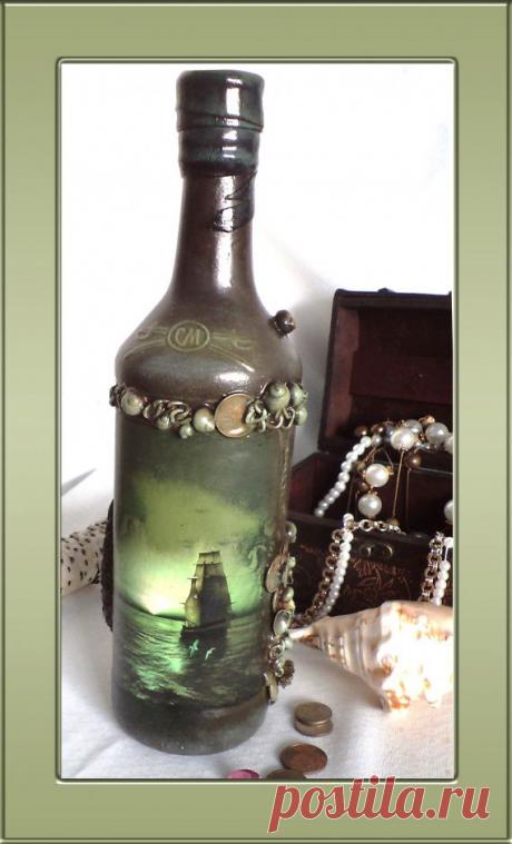 Еще одна морская бутылка, но провокационная:) / Декупаж. Работы пользователей / PassionForum - мастер-классы по рукоделию