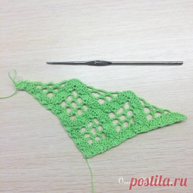 Треугольный ажурный узор для шалей и не только (весенняя зелень) | Рукоделие от OvechkaMaster.ru | Яндекс Дзен