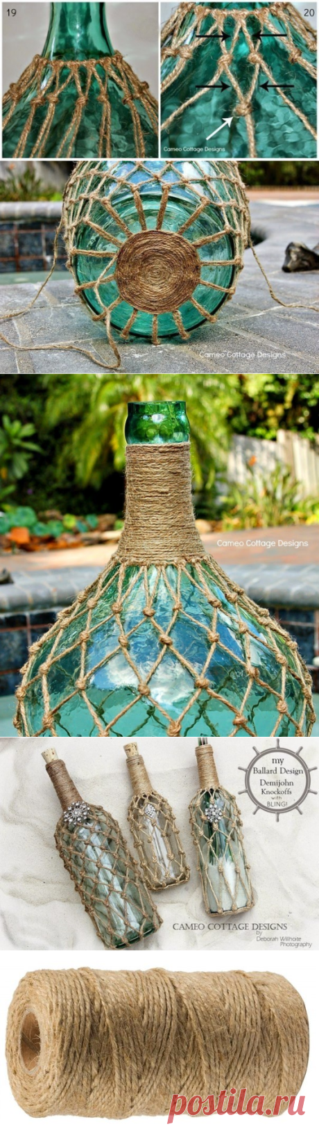 Красивый декор бутылки верёвкой — Сделай сам, идеи для творчества - DIY Ideas