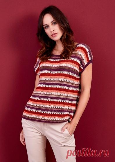 Полосатый топ с ажурным узором спицами - Портал рукоделия и моды