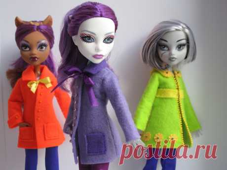 Пальто из фетра для кукол Monster High, Ever After High. Мастер - класс