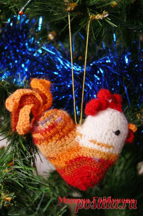 Петушок. Вязаная ёлочная игрушка.Вяжу на заказ