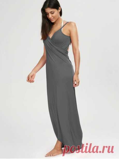 Beach Maxi Wrap Slip Dress GRAY: Beach Dresses S