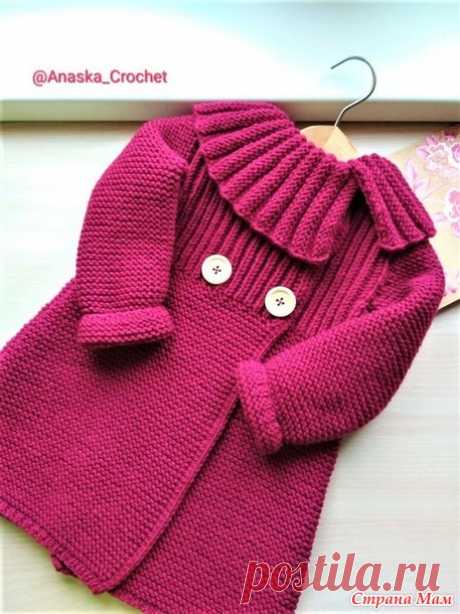 . Детское рубиновое пальто с воротом - Вязание - Страна Мам