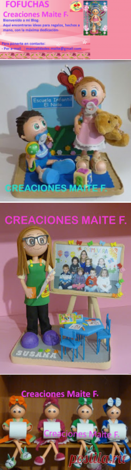 FOFUCHAS. Manualidades y Creaciones Maite: Fofucha pescadora con perrito yorskhire