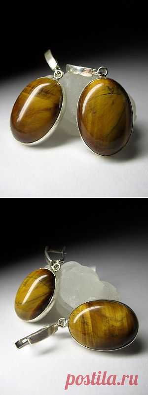 Серебряные серьги с тигровым глазом