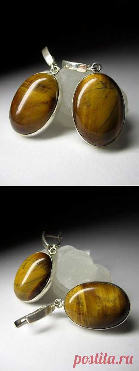 Серебряные серьги с тигровым глазом