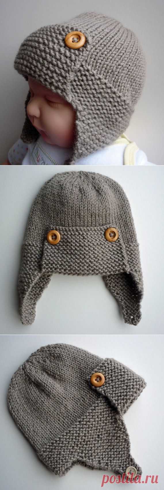 Aviator Hat Knitting Pattern Baby to Child sizes pdf by LoveFibres