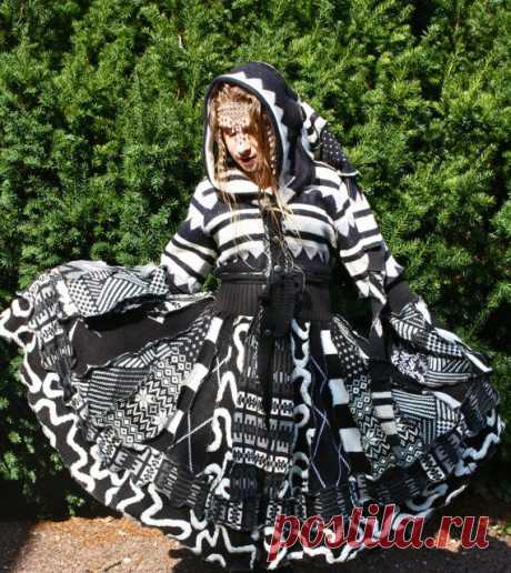 (1) Recycled Black &amp; White Sweater Coat | Doing Good