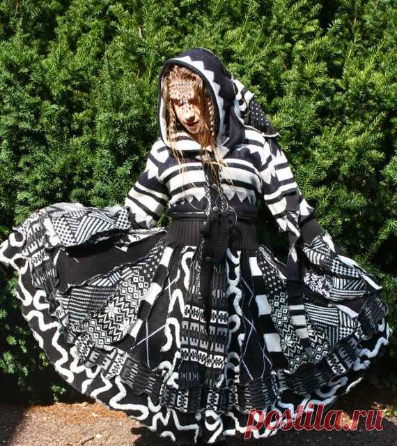 (1) Recycled Black & White Sweater Coat | Doing Good