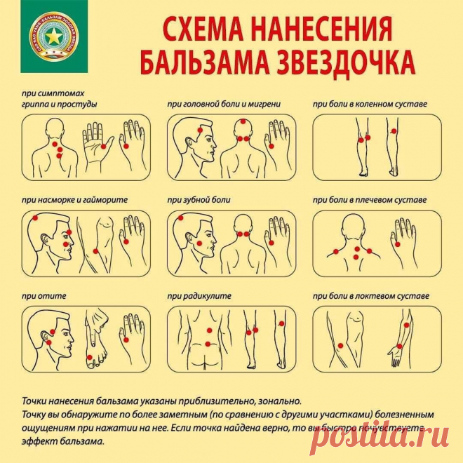 Схема нанесения бальзама "Звездочка"