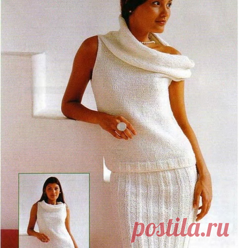 Суперпростой летний костюм спицами для начинающих