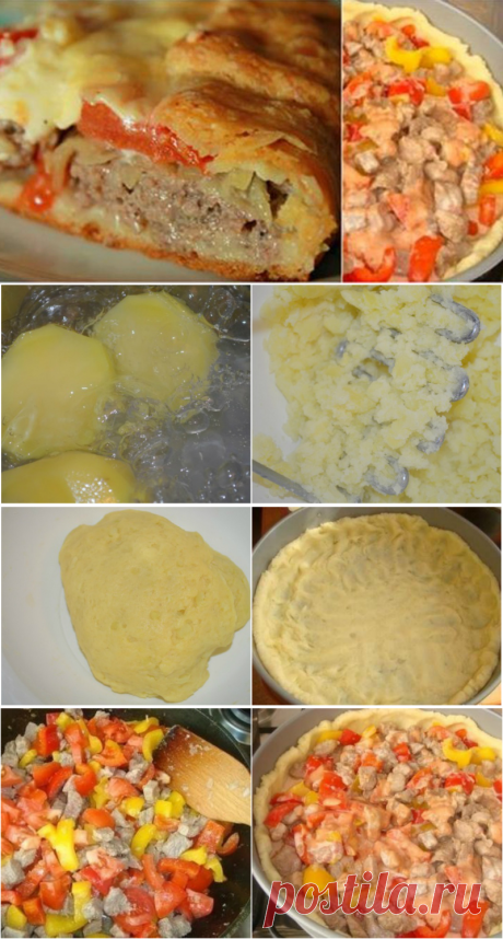 Деревенский мясной пирог на картофельном тесте: необычайно сочный и ароматный! Всем знакомым расхвалила!