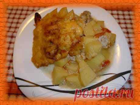 Ленивое жаркое и свинины с картошкой и грибами - рецепт с фото