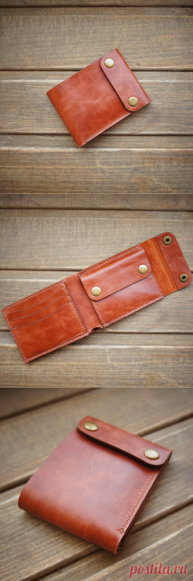 Купить кошелек из натуральной кожи коричневого цвета от GRleather | Mellroot
