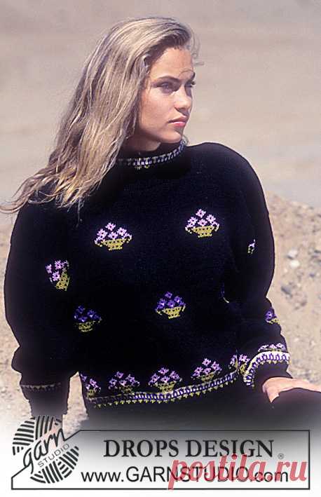 DROPS 23-14 - DROPS jumper with flower pattern in “Alpaca”. Size S-L. - Free pattern by DROPS Design