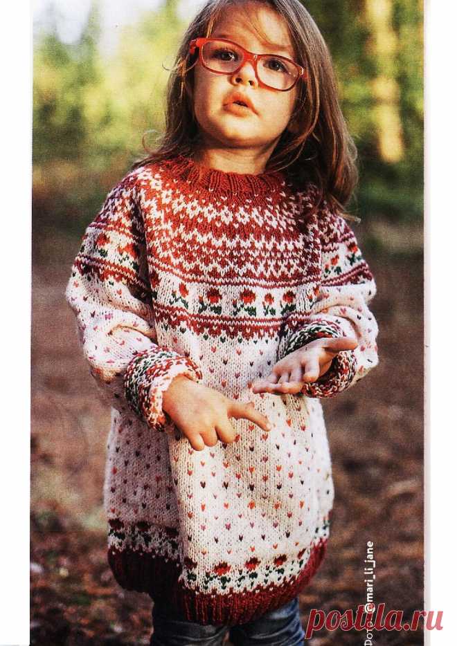 Вяжем девочкам. Очень красивый свитер с жаккардом — HandMade
