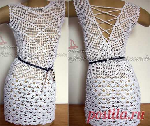 Филейное платье с узором "ромбы"