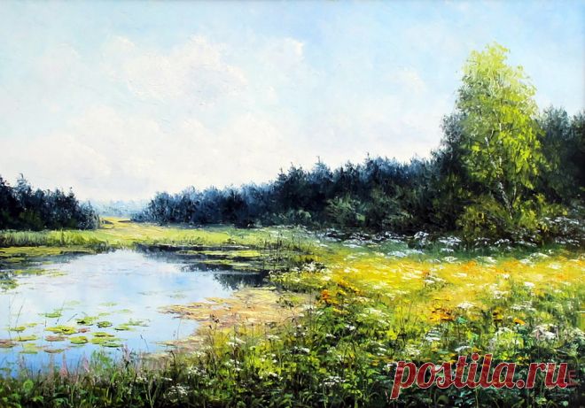 Край березовый, необъятный... Художник Синев Евгений.