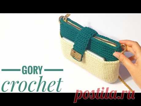 حقيبه كروشيه بجيب داخلي وجيب امامي للموبيل /Crochet bag/Bolso de crochet/Bolsa de crochê/Tas rajutan