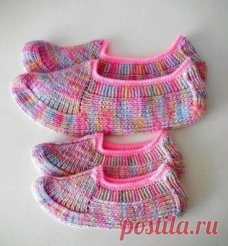 Башмачки - следки на двух спицах