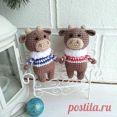 1000 схем амигуруми на русском: Бычок-брелок амигуруми