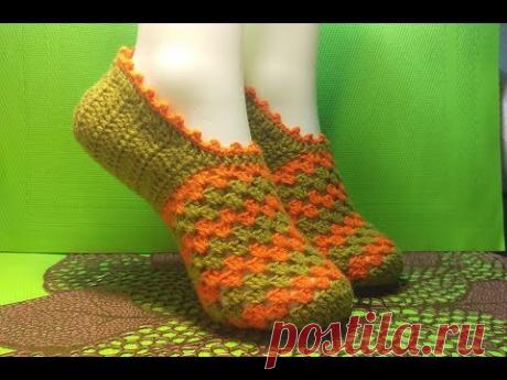 ТАПОЧКИ КРЮЧКОМ С АЖУРНЫМ НОСИКОМ  .МАСТЕР КЛАСС#331