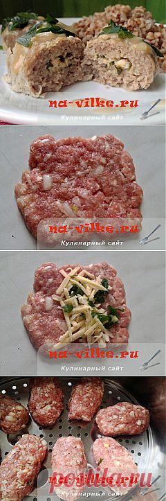 Мясные рулетики с сырной начинкой в пароварке - рецепт с фото