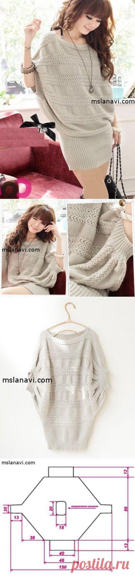 Красивая вязаная туника спицами | Мисс Лана Ви | Ms Lana Vi