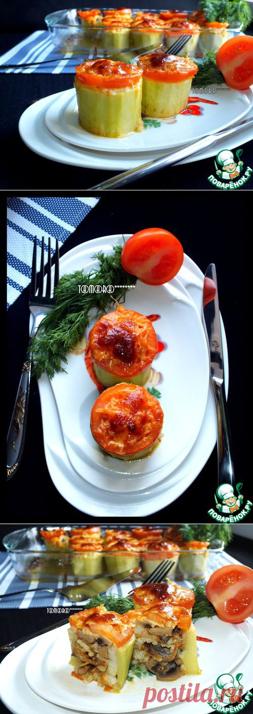 Кабачки фаршированные грибами и рисом - кулинарный рецепт