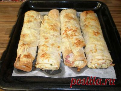 Горячий рулет из лаваша с начинкой : Закуски и бутерброды