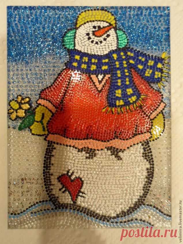 Магнит "Снеговик" (точечная роспись) - Ярмарка Мастеров - ручная работа, handmade